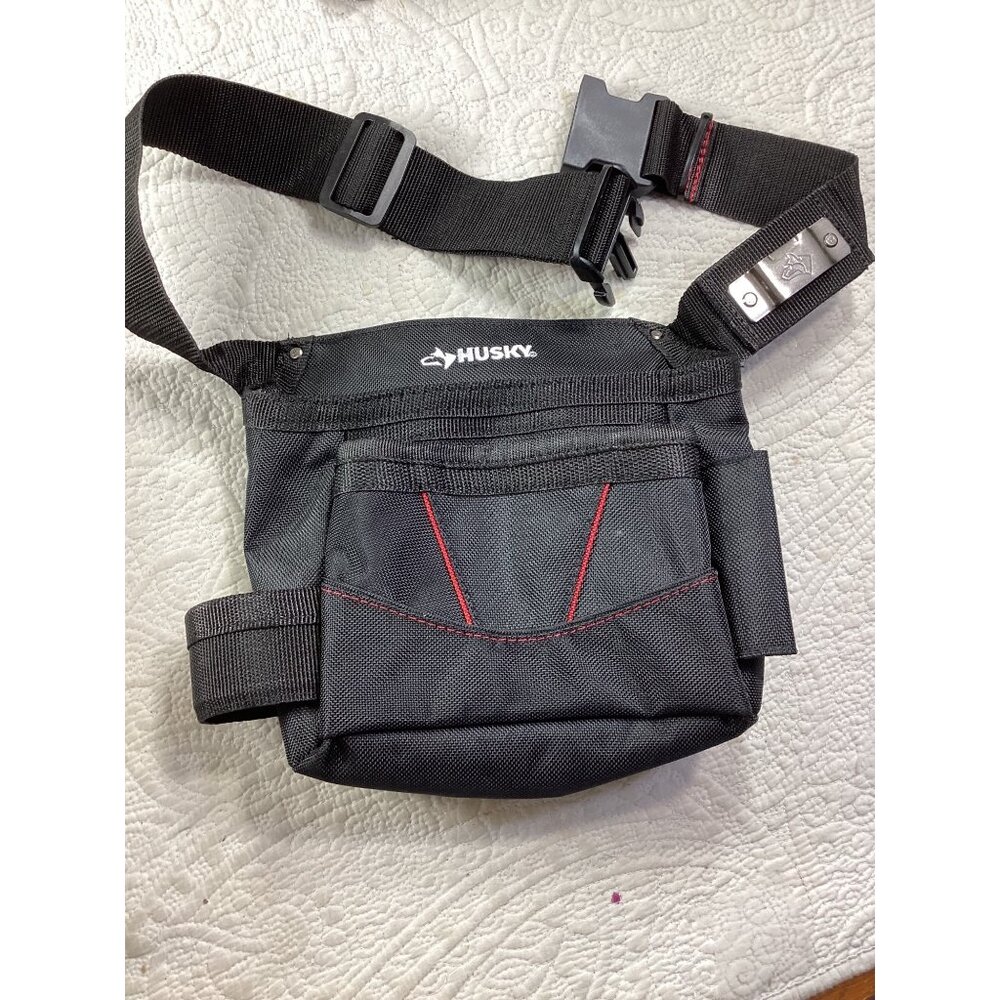 Husky Black Tool Belt Pouch With Adjustable Strap & Durable Clip*EUC
